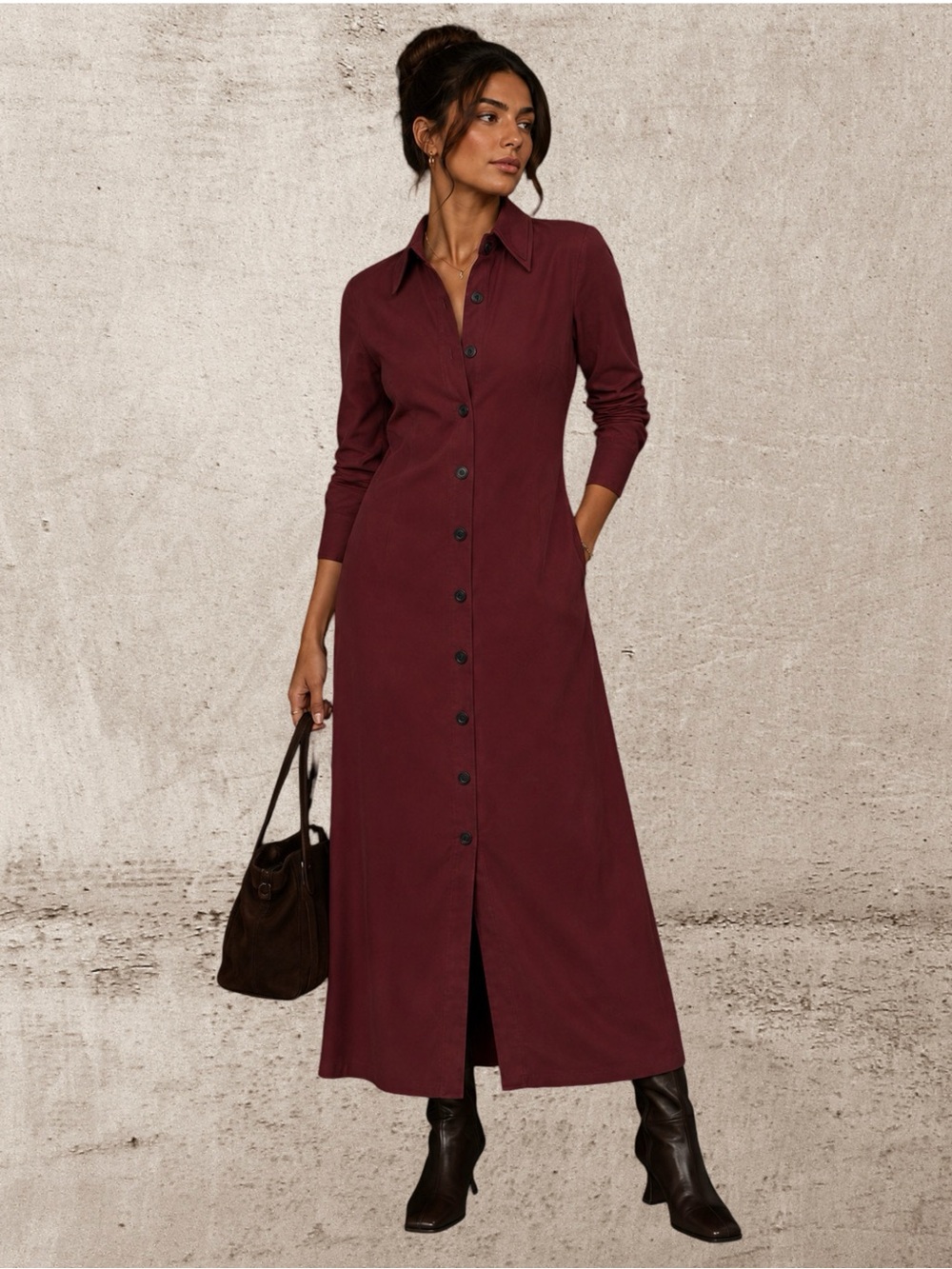 Beautiful Flattering Mango Button-Front Dress in Deep Orange Red